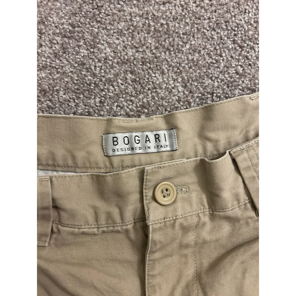 VTG Bogari Chino Shorts Mens 34 Khaki Tan Excellent Pleated Cotton Canvas Italy